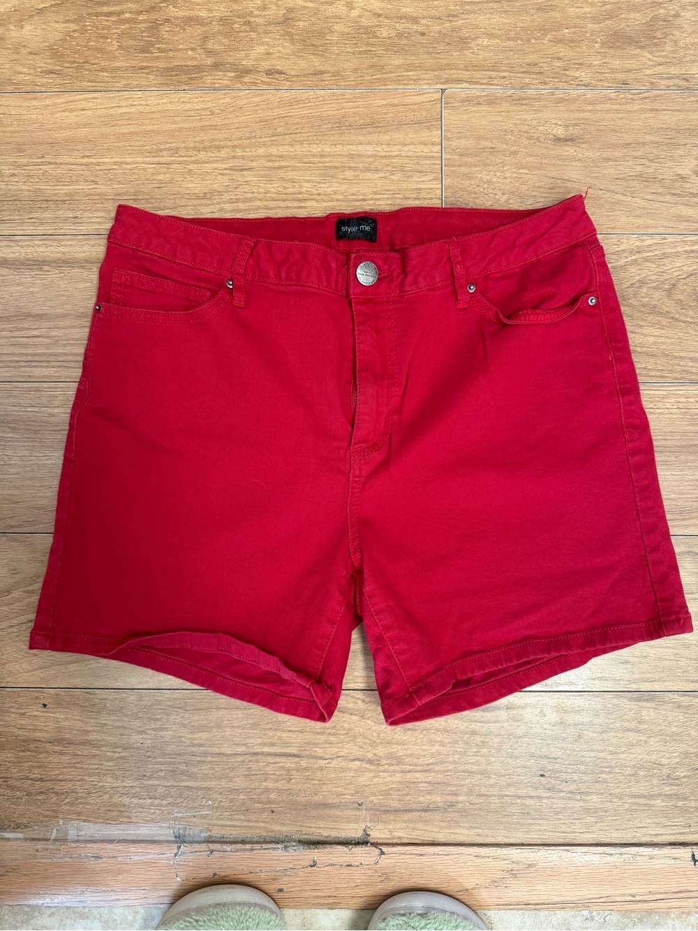 Style & Co. Bright Red Stretch Denim Jean Shorts